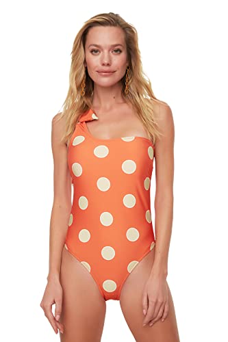 TRENDYOL Damen Science Pattern Single Shoulder One Piece Swimsuit, Multi-color, 44 EU von TRENDYOL