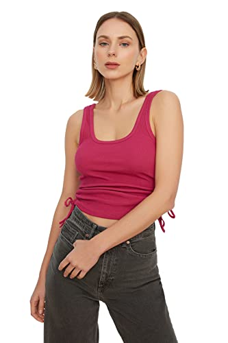 Trendyol Damen Shrink the Detailed Flyillat Knitted Athlete T Shirt, Plum, M EU von TRENDYOL