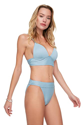TRENDYOL Damen Strukturierter Bikini. Bikini Bottoms Contemporary, Blau, 38 von TRENDYOL