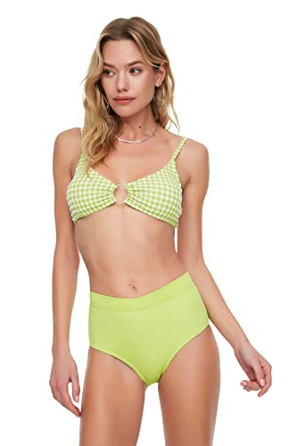 Trendyol Damen Hoher Taillenbikini. Bikini Bottoms, Grün, 42 EU von TRENDYOL