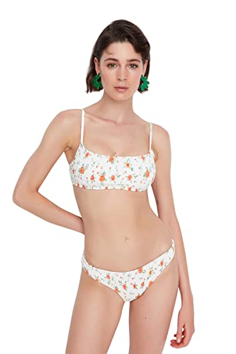 TRENDYOL Women's Knusprige floral gemusterte Gipeli Niedrige Taille Sechs Bikini Bottoms, Multi Color, 36 von TRENDYOL