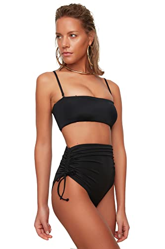 Trendyol Damen High Waist Cup Sewn Six Bikini Bottoms, Schwarz, 34 EU von TRENDYOL