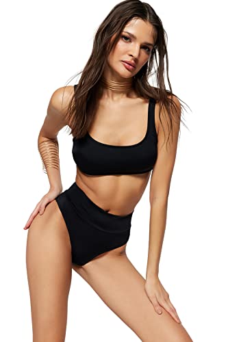 Trendyol Damen Bikini-Set, strukturiert, gestrickt Bademode, Schwarz, 60 von TRENDYOL