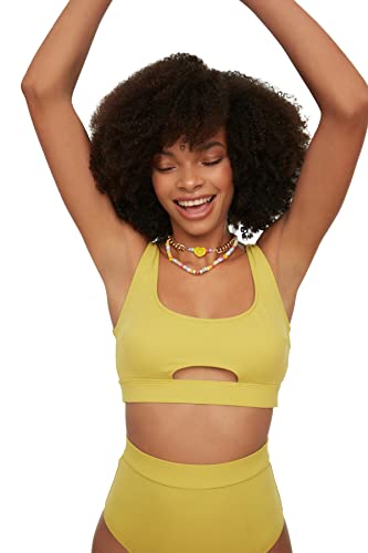 Trendyol Damen Detaillierte U-kragen-bikini-top Ausschneiden Bikini Top, Grün, 36 EU von TRENDYOL