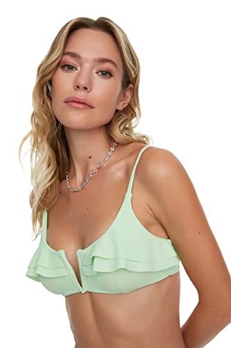 TRENDYOL Damen Volantan V Wire Detaillierte Bikini-top Bikini Top, Mint, 42 EU von TRENDYOL