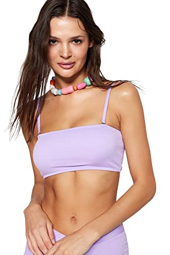 Trendyol Damen Bandeau-Bikinioberteil, trägerlos, gestrickt Bademode, Flieder, 44 (3er Pack) von TRENDYOL