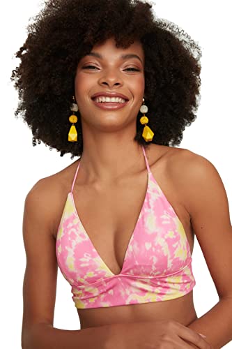 Trendyol Damen With Tie Dye Pattern Halter Bikini Top, Multi Color, 36 EU von TRENDYOL