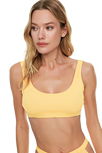 TRENDYOL Damen Textured Neckline Detailed Bikini Top, Orange, 40 EU von TRENDYOL