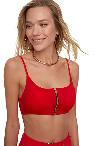 Trendyol Damen Bikini-top mit Reißverschluss Bikini Top, Rot, 36 EU von TRENDYOL