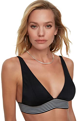 Trendyol Damen Striped Detailed Bikini Top, Schwarz, 42 EU von TRENDYOL