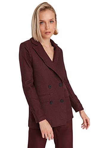 TRENDYOL Damen Trendyol Damen Regular Zweireihig Plain Webstoff Blazer Coat, Bordeaux, 38 EU von TRENDYOL