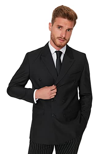 TRENDYOL Herren Trendyol Herren Regular Basic Plain Webstoff Jacke Coat, Schwarz, 50 EU von TRENDYOL