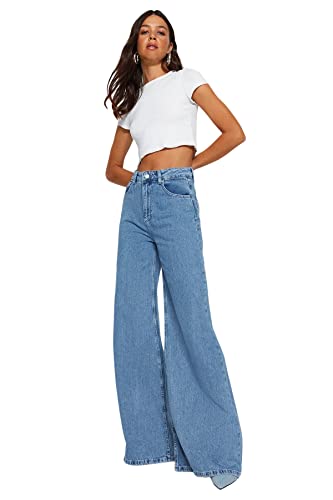 TRENDYOL Blue Extra Wide High Waist Wide Leg Jeans TWOSS23JE00286, Blue, 36 von TRENDYOL