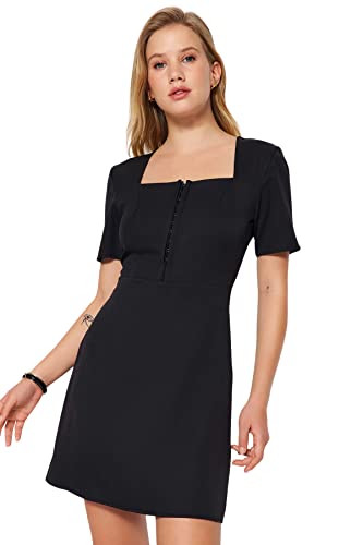 TRENDYOL Damen A-line Regular fit Woven Dress Kleid, Black, 34 von TRENDYOL
