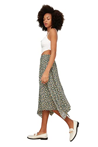 TRENDYOL Damen Asymmetrischer Gestrickter Rock Skirt Western, Multi Color, L von TRENDYOL