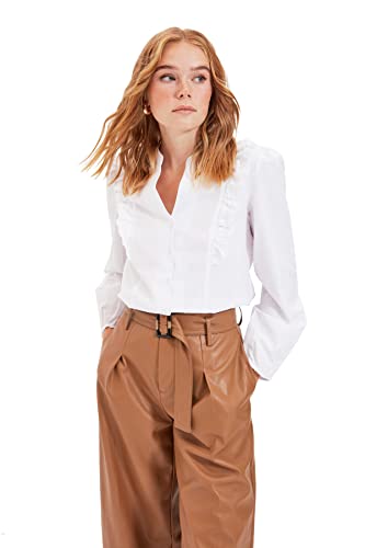 TRENDYOL Damen Ausführliches Hemd der Weißen Behandlung Shirt, Weiß, 36 EU von TRENDYOL