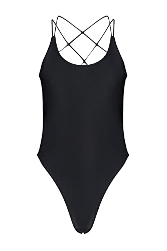 TRENDYOL Damen Badeanzug, Einfarbig Bademode, Schwarz, 38 von TRENDYOL