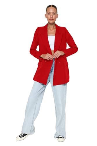 TRENDYOL Damen Bey Tket Blazer Trendyol Red classic jacket Red , Rot, 38 EU von TRENDYOL