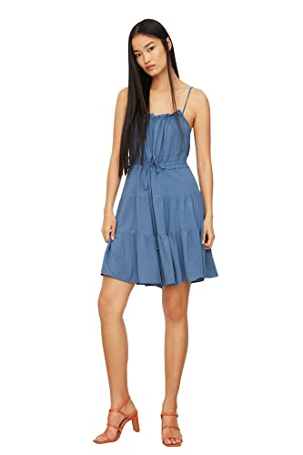 TRENDYOL Damen Bindung Detailliertes Erbärmliches Kleid Dress, Indigo, 32 von TRENDYOL