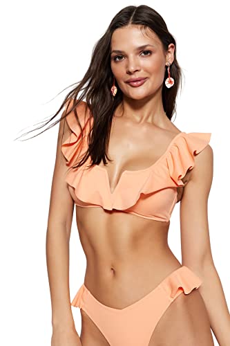 Trendyol Damen Bralette Strick-Bikinioberteil, Lachs, 44, Lachsfarben von TRENDYOL