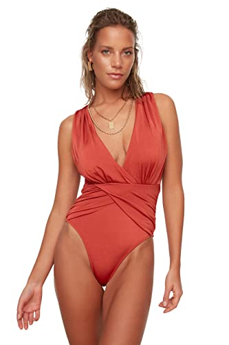 TRENDYOL Damen Breasted Collar Mayo. One Piece Swimsuit, Fliese, 40 EU von TRENDYOL