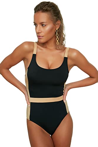 TRENDYOL Damen Colour Blocked One Piece Swimsuit, Schwarz, 38 EU von TRENDYOL