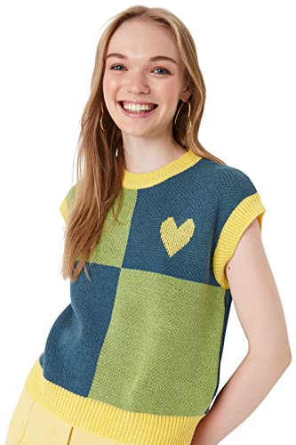 TRENDYOL Damen Crop Knitwear Sweater, Blau, M EU von TRENDYOL