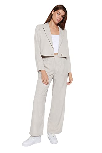 TRENDYOL Damen Damenhose mit Hoher Taille und Weitem Bein Hose, Stone, 42 von TRENDYOL