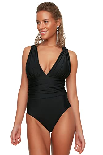 TRENDYOL Damen Detaillierter Badeanzug Korsett One Piece Swimsuit, Schwarz, 38 EU von TRENDYOL