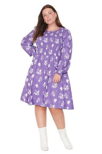 TRENDYOL Frauen Übergröße Maxi Eine Linie Regular Fit Gewebte, Violet, 46 von TRENDYOL