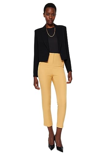 TRENDYOL Damen Gerade Zigaretten Hohe Taille Hose Pants, Camel, 34 von TRENDYOL