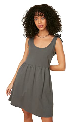TRENDYOL Damen Gestricktes Kleid Dress A-Linie, Anthracite, XS von TRENDYOL