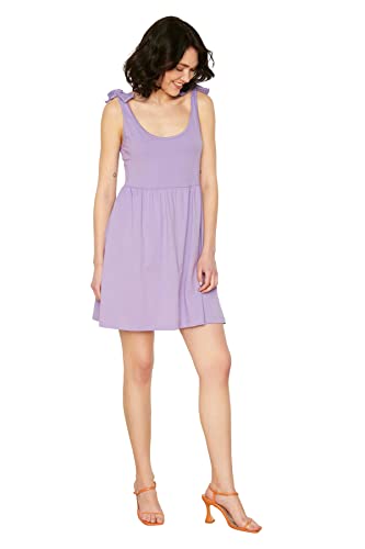 TRENDYOL Damen Gestricktes Kleid Dress A-Linie, Lila, XS von TRENDYOL