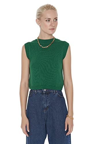 TRENDYOL Damen Green Bicycle Cottom Knit Sweater, Smaragdgrün, M EU von TRENDYOL