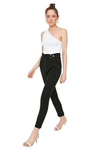 Trendyol Women's Herren Basic Hoher Bund Karottenhose Hose Pants, Black, 40 von TRENDYOL
