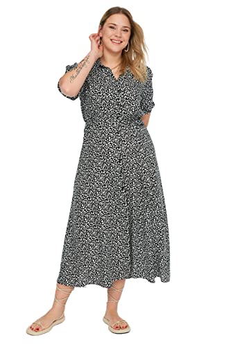 Trendyol Damen Women Dress Maxi Basic Relaxed Fit Woven Plus Size Kleid, Very Colorful, 48 von TRENDYOL