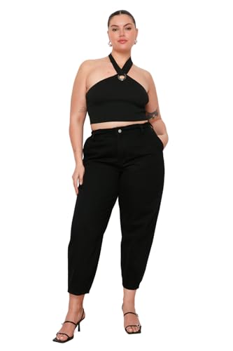 Trendyol Damen Plus Size Jeans, Schwarz, 44 von TRENDYOL