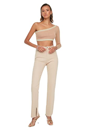 TRENDYOL Damen Herren Hoher Bund Flared Jeans, Bräunen, 38 TRENDYOL Damen Herren Hoher Bund Flared Jeans, Bräunen, 38 von TRENDYOL