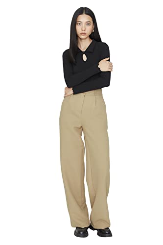 TRENDYOL Damen Herren Mittlerer Bund Wide Leg Hose Pants, Camel, 38 von TRENDYOL