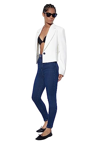 Trendyol Women's Herren Hoher Bund Skinny Jeans, Navy Blue, 36 von TRENDYOL