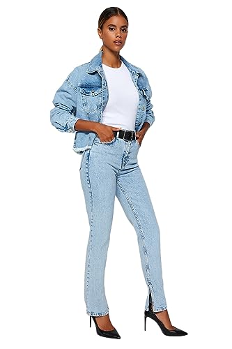 TRENDYOL Damen Trendyol Herren Hoher Bund Bootcut & Flared Jeans, Hellblau, 42 EU von TRENDYOL