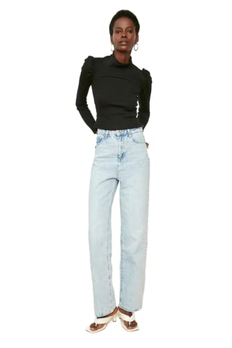 Trendyol Women's Herren Hoher Bund Weites Bein der 90er Jeans, Blue, 40 von TRENDYOL