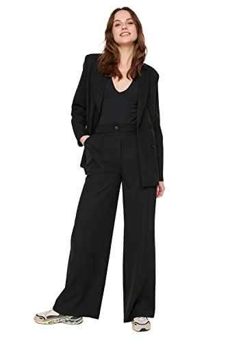 Trendyol Women's High Waist Wide Leg Pants, Schwarz, 36 von TRENDYOL