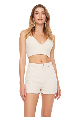 TRENDYOL Damen Hoher Taille, Gerades Bein Shorts, Rock, 36 TRENDYOL Damen Hoher Taille, Gerades Bein Shorts, Rock, 36 von TRENDYOL