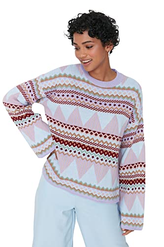 TRENDYOL Damen Jacquard Jumper With Crew Neck, Regular Cut Sweatshirt, Multi-color, M EU von TRENDYOL