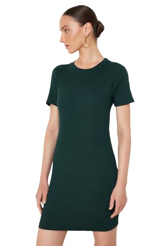 Trendyol Damen Women Young Knit Dress Junges Mini Bodycon Slim Fit Strickkleid, Emerald, L von TRENDYOL