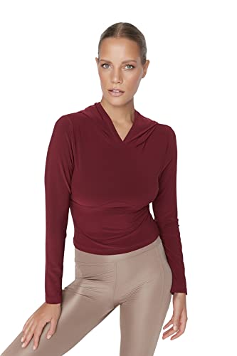 TRENDYOL Damen Kapuzensweatshirt, Einfarbig Sweatshirt, Burgunderfarben, M EU von TRENDYOL