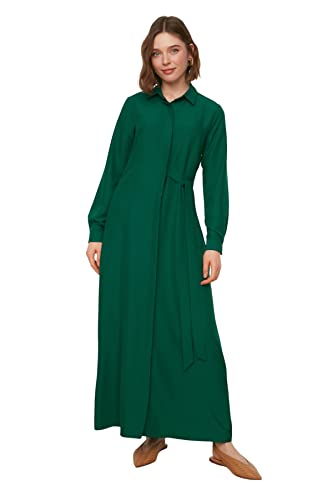 Trendyol Damen Bescheidenes Maxi-Skater-Kleid, regulär, gewebt, beschei, grün, 40 von TRENDYOL