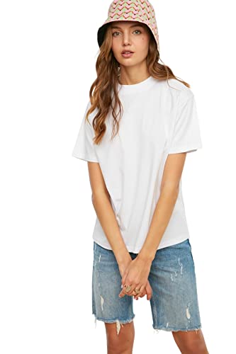 TRENDYOL Damen Knitted T-shirt With Upright Collar Hemd Weißes Standard-T-Shirt mit Rundhalsausschnitt, Weiß, XS von TRENDYOL