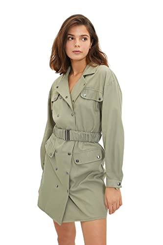 TRENDYOL Damen Knob Dress, Khaki, 34 EU von TRENDYOL